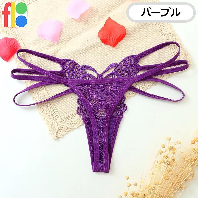 女子力 女性用 おしゃれ Ｔバック ショーツ レディース セクシー 下着 レース 花柄 シースルー パンツ Gストリング 紐パン 正面蝶柄　ランジェリー |  | 06
