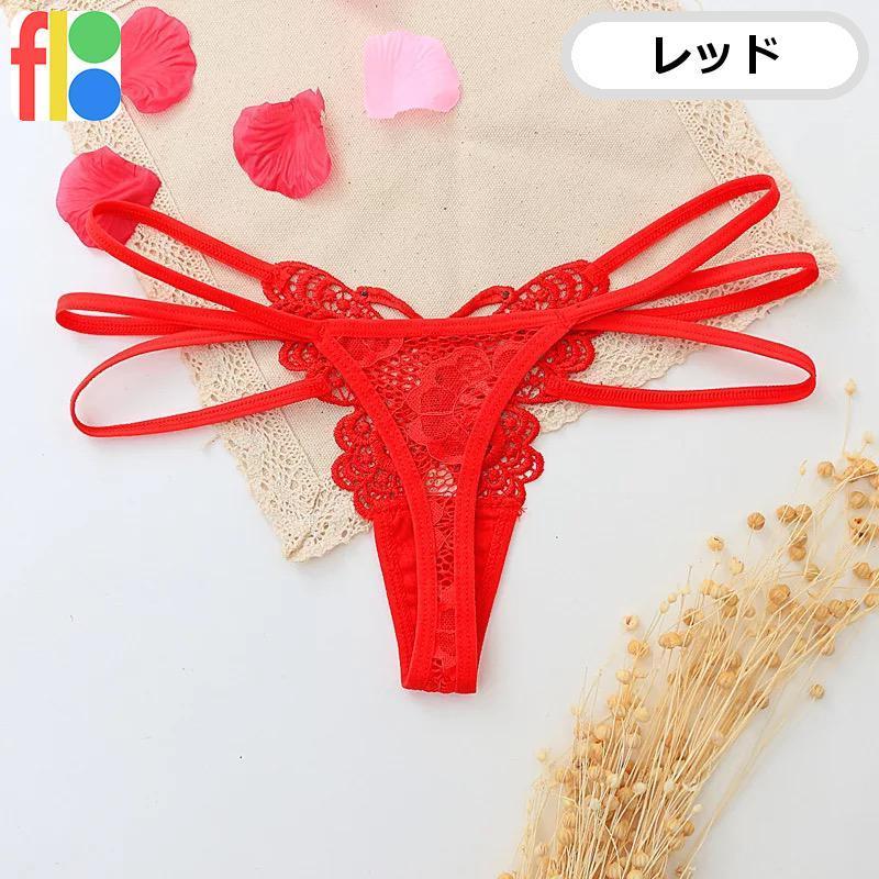女子力 女性用 おしゃれ Ｔバック ショーツ レディース セクシー 下着 レース 花柄 シースルー パンツ Gストリング 紐パン 正面蝶柄　ランジェリー |  | 01