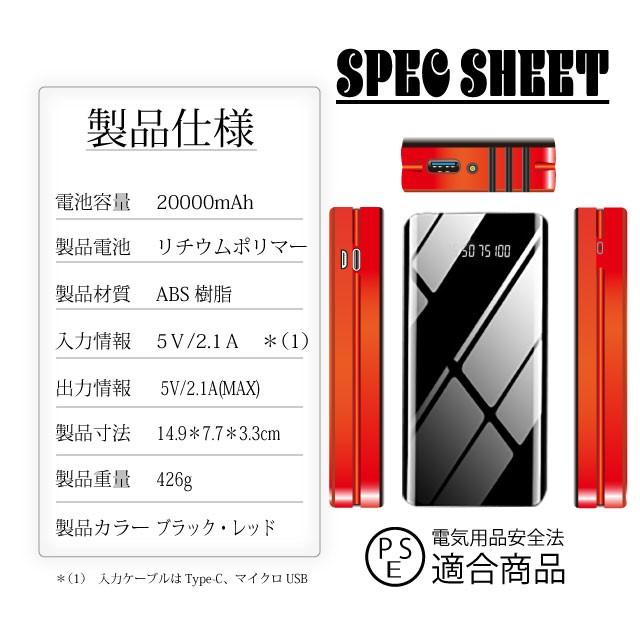 モバイルバッテリー 20000mAh iPhone17 大容量  軽量  Type-C android USB 安全 PSE 内蔵ケーブル スマートフォン LEDライト 4台同時充電可能 防災グッズ |  | 09
