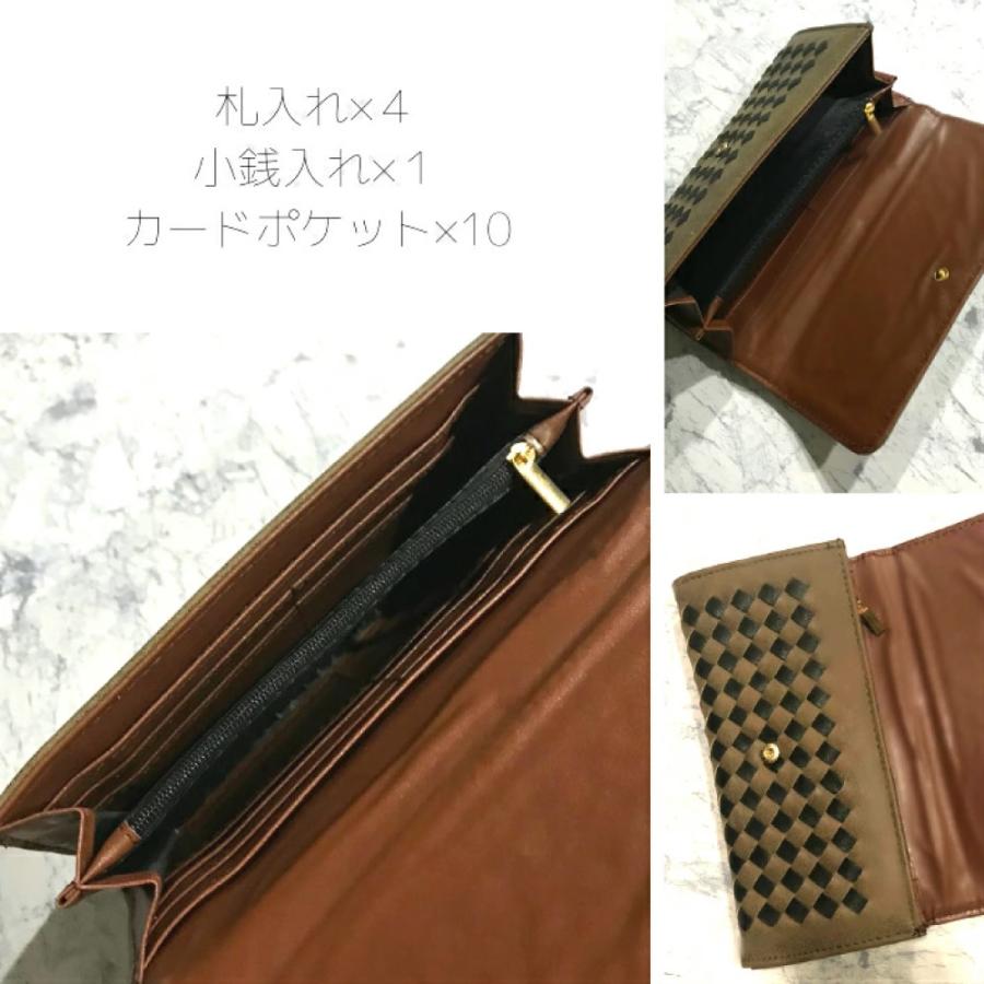 長財布 二つ折り 財布 レディース メンズ サイフ 小銭入れ 大容量 男女兼用 編み込み  合皮 上品 おしゃれ スマホ収納  キャメルブラウン 合皮 上品 |  | 04