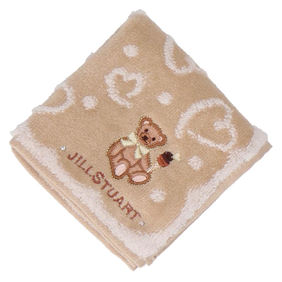 JILL STUART クマ刺繍 タオルハンカチ JILL STUART（ジルスチュアート） タオルハンカチ ミニサイズ アイス