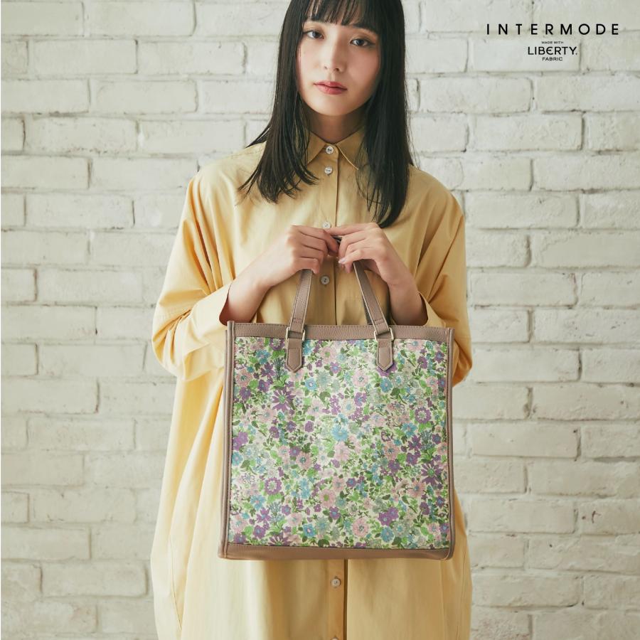 SALE スクエアトートバッグ グリーン Emily LIBERTY リバティプリント