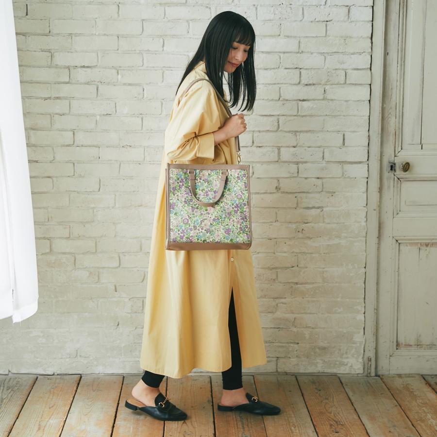 SALE スクエアトートバッグ グリーン Emily LIBERTY リバティプリント