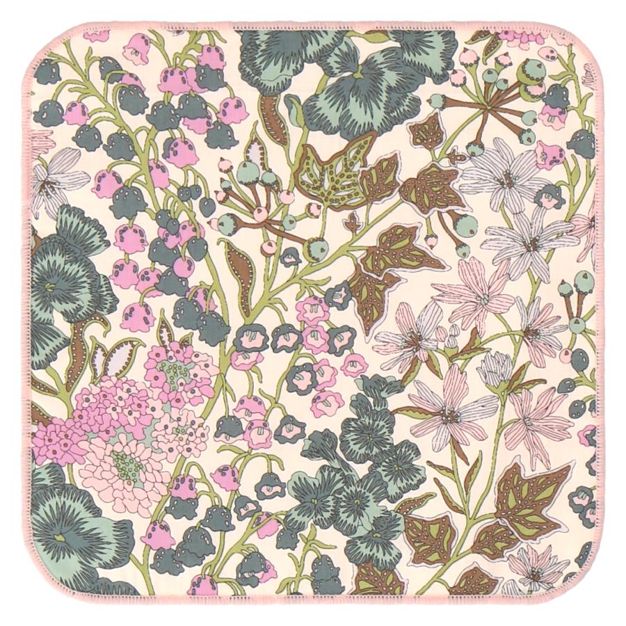 エルメス リバティコラボ花柄ハンカチ 紫 緑 ピンク タオルハンカチ リバティプリント Liberty リバティ プレゼント 女性