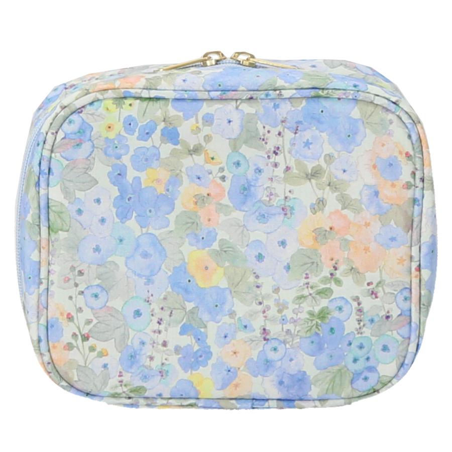 ポーチ ブルー Hollyhocks LIBERTY リバティプリント コスメポーチ