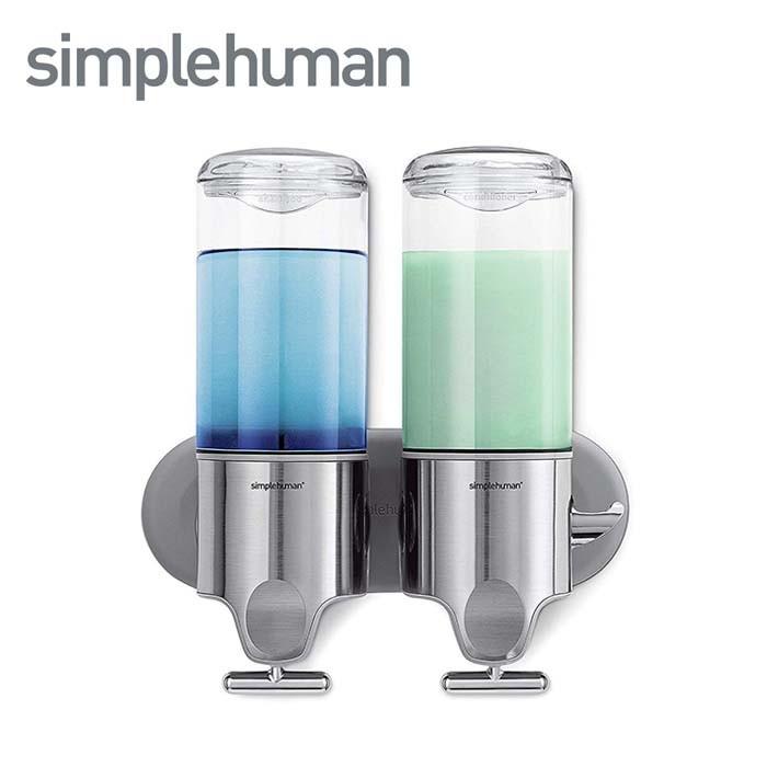 simplehuman シンプルヒューマン ウォールマウント ツイン ディスペンサー お風呂 ソープディスペンサー シャンプー コンディショナー ソープ BT1028 | 