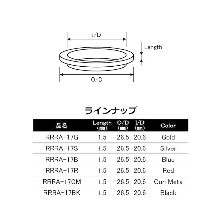 RRRA-17 Series リアリールシートリング 外径26.5mm 内径20.6mm ゴールド シルバー ガンメタ 黒 赤 青 TCS ...