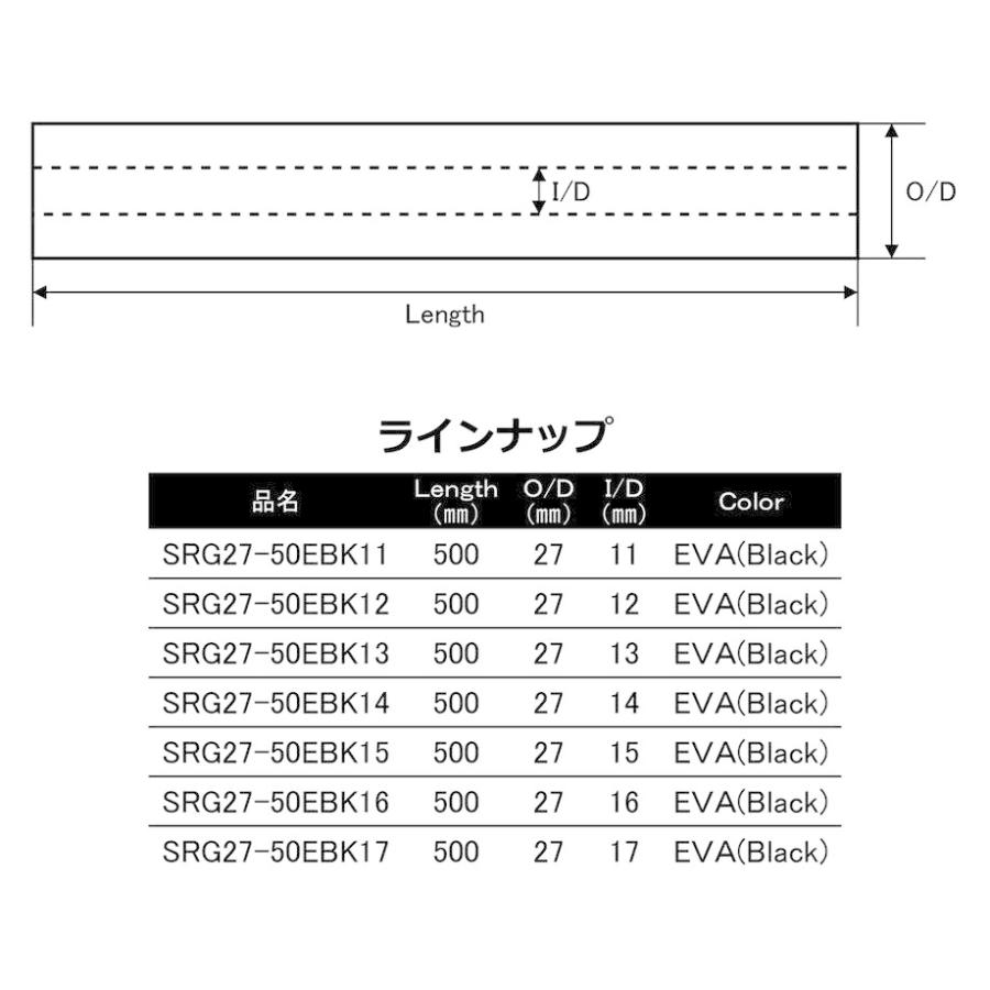 SRG27-50EBK series 内径11.0mm〜17.0mm ストレート EVA グリップ