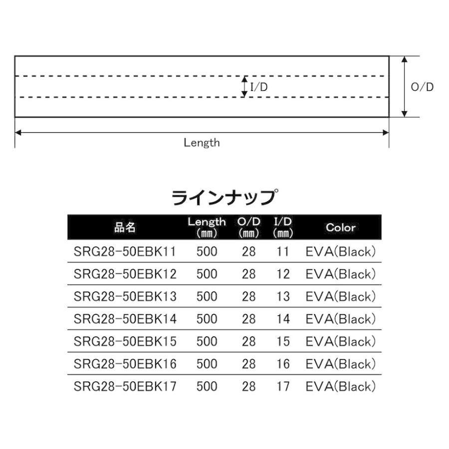 SRG28-50EBK series 内径11.0mm〜17.0mm ストレート EVA グリップ