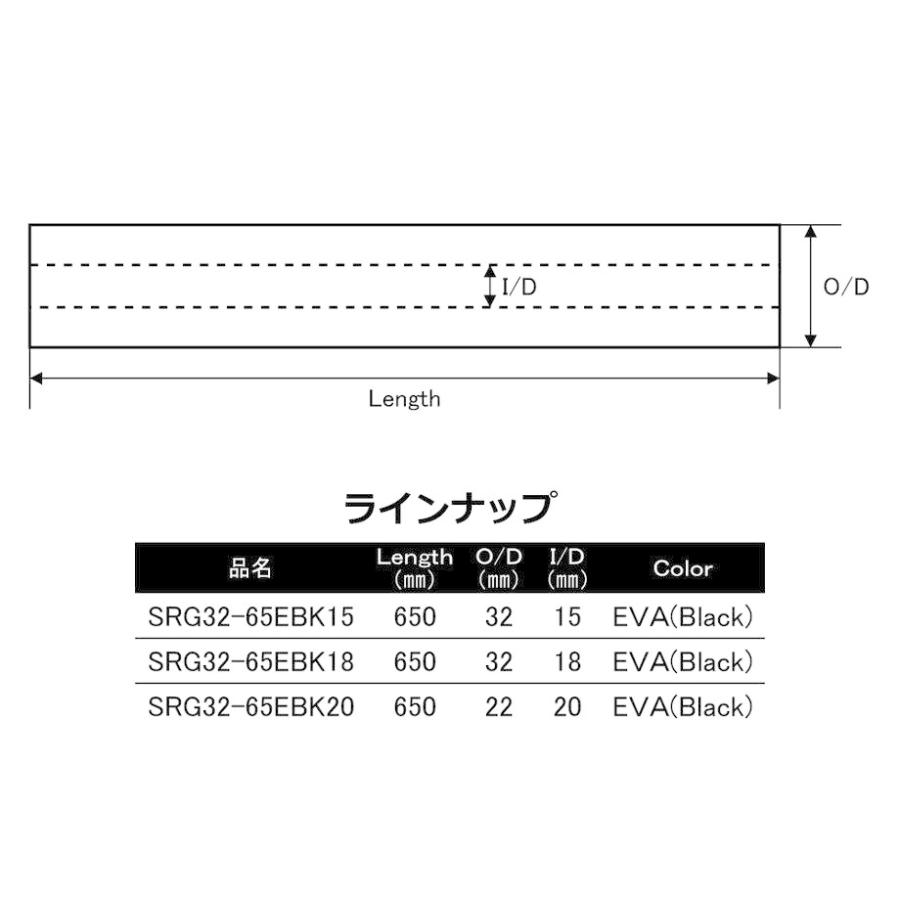 SRG32-65EBK20 内径20.0mm ストレートグリップ EVAグリップ 全長