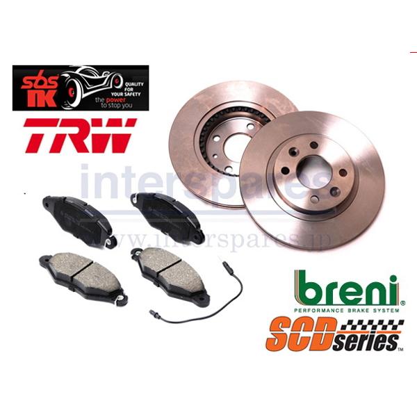 ルノー カングー1 型式 KCK7J 1.4リッター SBS/NK TRW フロント ブレーキパッド \u0026 BRENI ブレーキローター 左右セット 送料無料