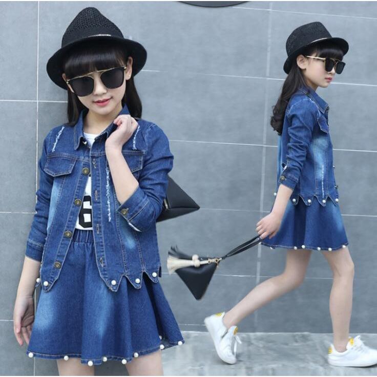 セットアップ子供服 女の子 デニム ジャケット デニムスカート 3点セット キッズ ジュニア 長袖 通学 可愛い 韓国風 入学式 卒業式 春秋 Lx023 Intertech1ヤフーショッピング店 通販 Yahoo ショッピング