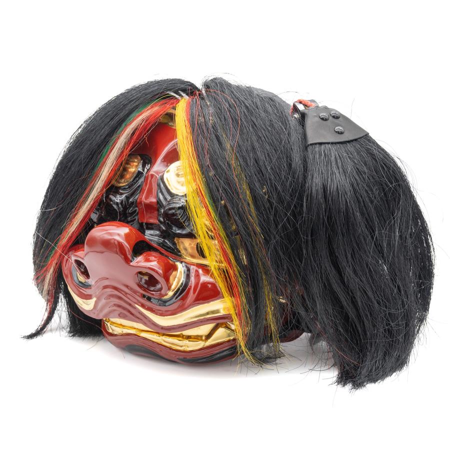 獅子頭 張貫 国産 黒毛 1.1尺 獅子舞 祭り 開運 厄除け 神具 祭具 祭事