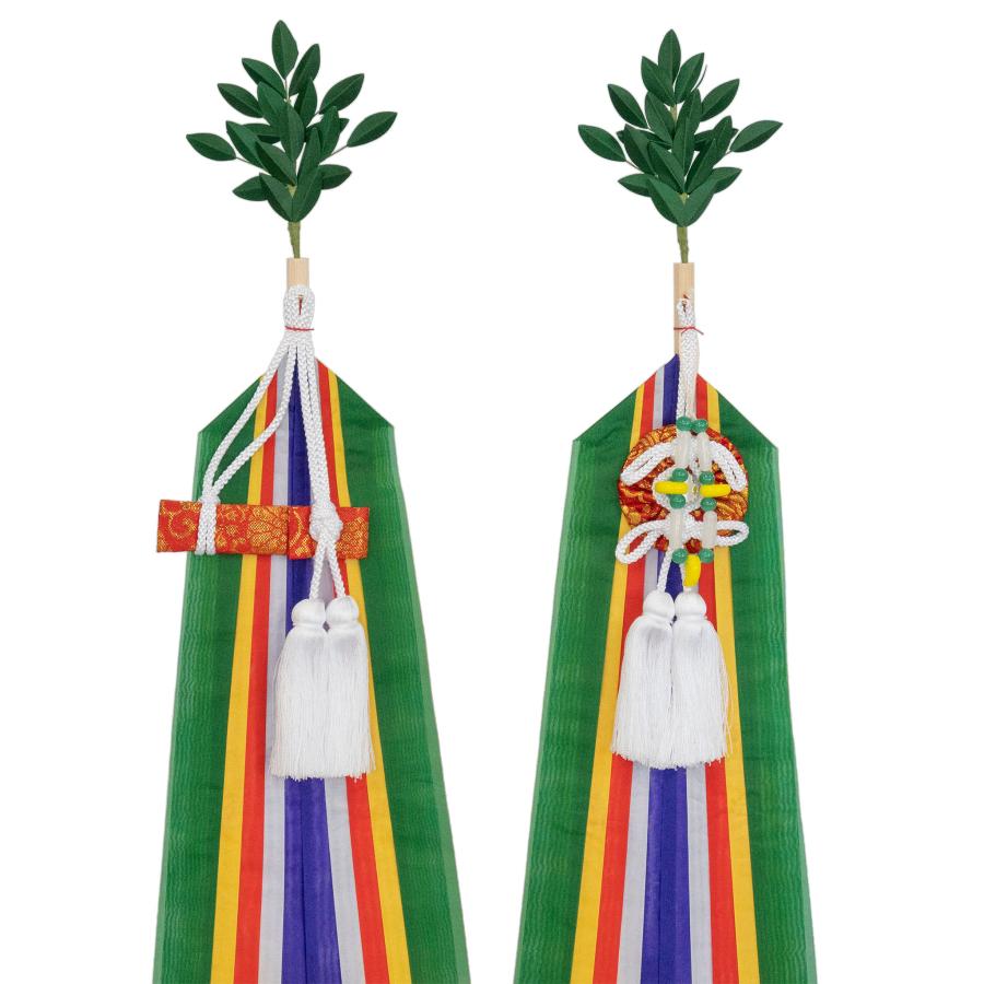 真榊三本台 大 総高50cm 一対 まさかき サカキ 正絹 五色絹 小型 国産 日本製 神具神棚 神前 本格 : 神具のイントワークス ヤフー ...