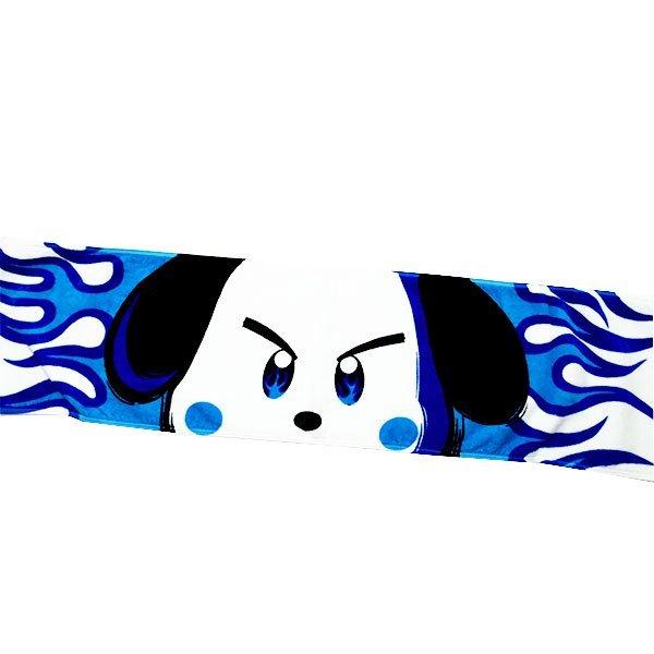 キャラクター マフラータオル スポーツ タオル おもしろ 国産 炎 犬 イヌ オリジナル イラスト 今治産タオル 綿100% かっこいい ブルー 白 | 