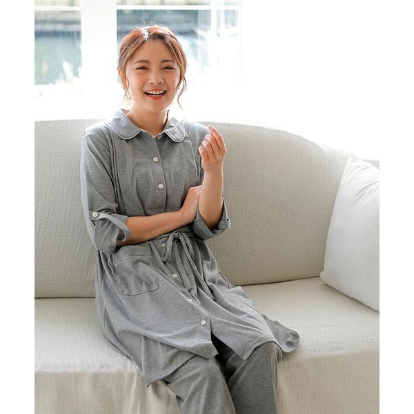 INUJIRUSHI 犬印本舗 マタニティパジャマ 無地 長袖 授乳口付 上下 