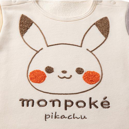 Pokemon（ポケモン） モンポケ 綿100％ ロンパース 長袖 さがら刺繍