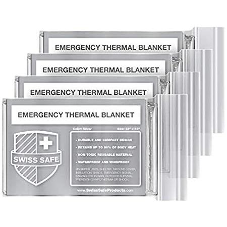 【お試し価格！】 Blankets Thermal Mylar Emergency Safe Swiss (4-Pack) Gold Signature Bonus + その他キッチン、日用品、文具