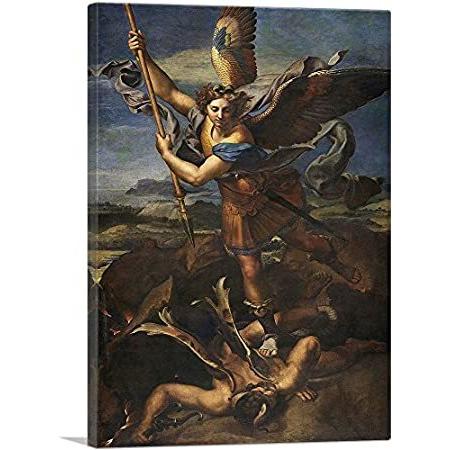 【新品】 artcanvasセントマイケル・Vanquishing (0._並行輸入品 26" x 40" Raphael 1518キャンバスアートプリントby Satan その他キッチン、日用品、文具