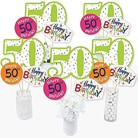 最安値 カラフルな50歳の誕生日パーティーセンターピーススティック 陽気なハッピーバースデー 50歳の誕生日 テーブルトッパー 15本セット その他おもちゃ Kgplast Com