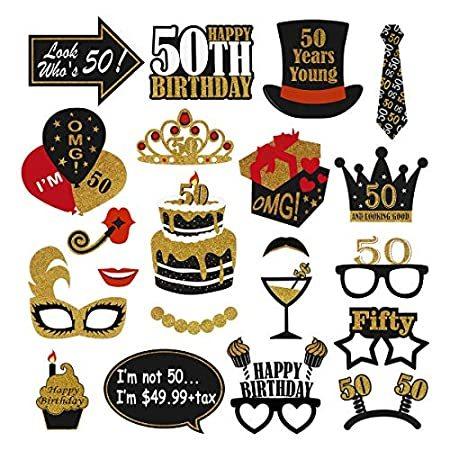 春夏新作モデル Amosfun 写 キラキラ光る50歳の誕生日パーティーアクセサリー 写真ブース小道具 50歳の誕生日パーティー用 Birthday小道具 Happy その他おもちゃ Www Maketheleapcoaching Com