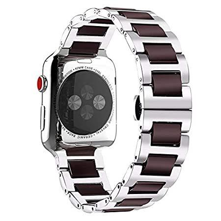 Juntan 42mm 44mm ファッションブラウンセラミックリストバンド Apple Watchバンド ファッションブラウンセラミックリストバンド 天王洲ecマーケット Apple シルバーステンレススチール 42mm Iwatch用 B07y5vkrzf 店 特価