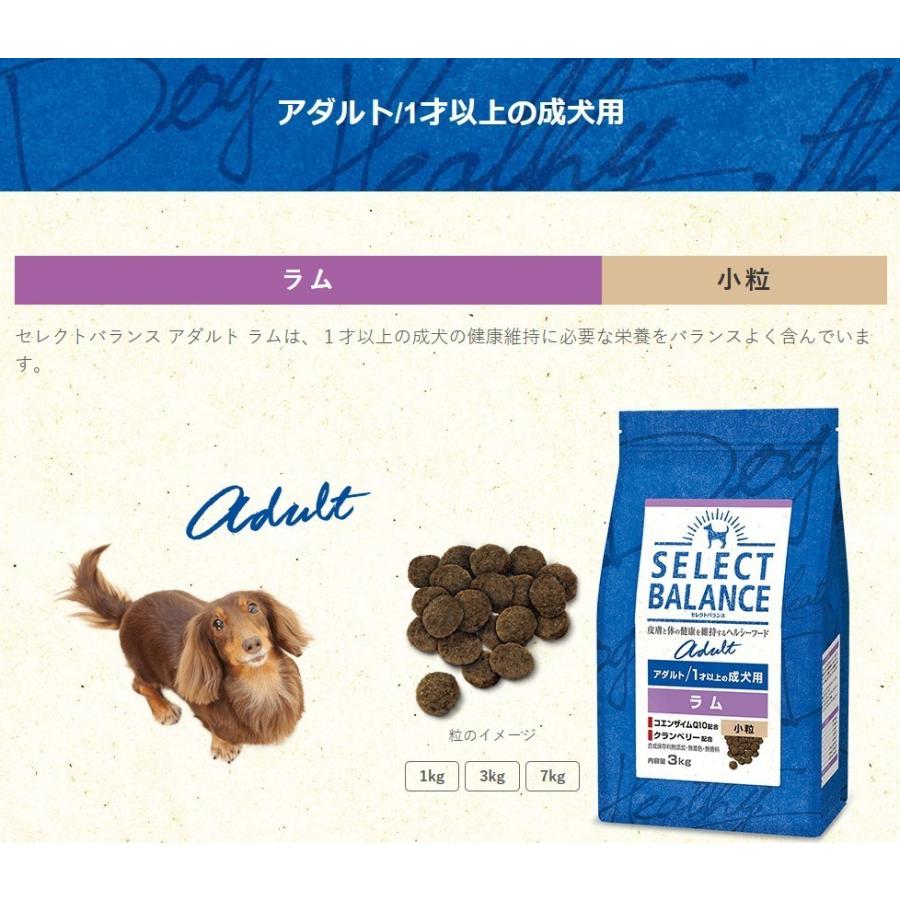 セレクトバランス アダルト ラム 小粒 １才以上の成犬用 3kg【プレゼント お散歩ハンディシャワー Ｓサイズ アイボリー付】｜inuomoi｜02