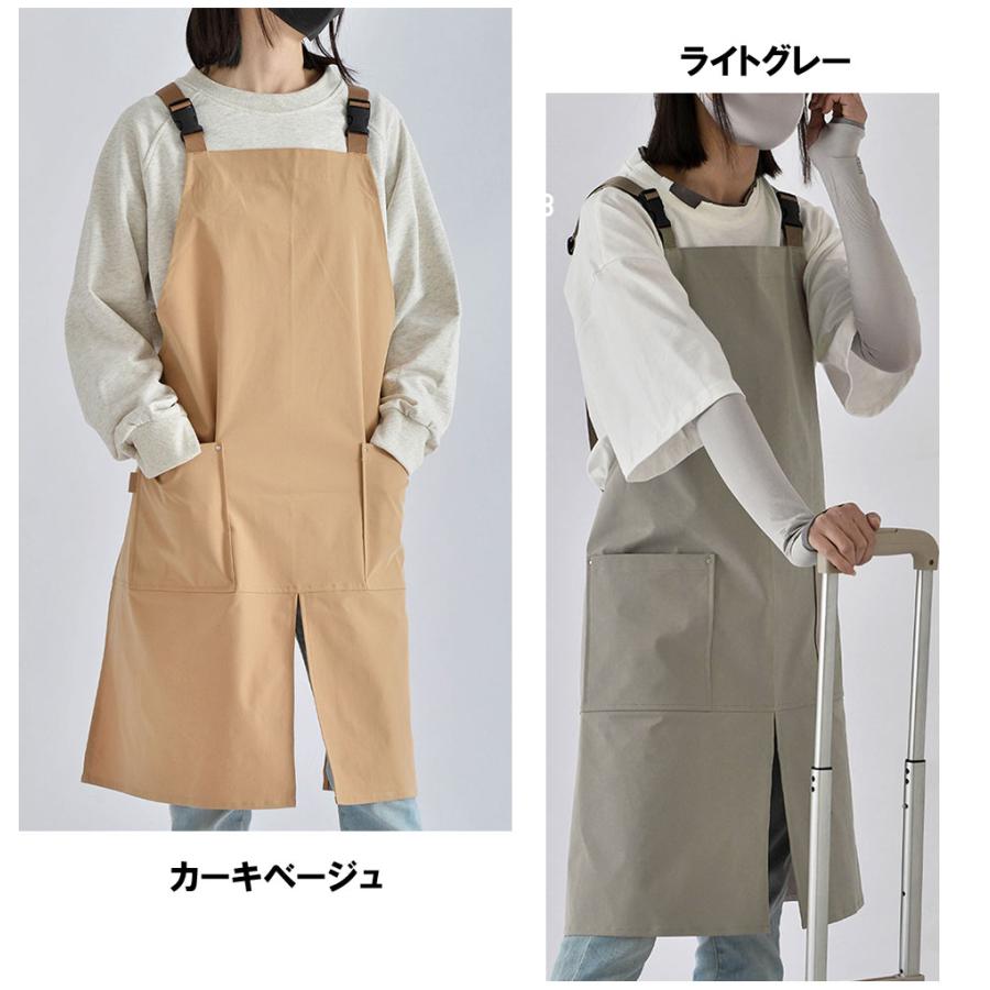 ワンタッチ脱着 アクティブ エプロン 無地 ）超 防水 撥水 おしゃれ