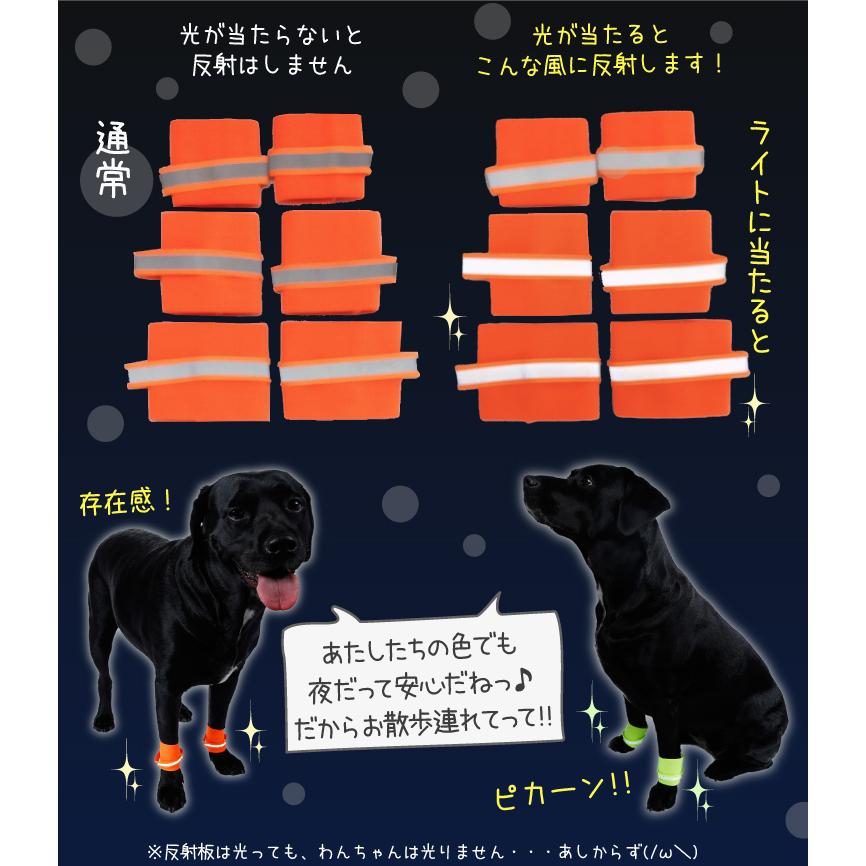 犬用 反射材付き リストバンド 犬用品 お散歩用 蛍光カラー 前足 ゴム