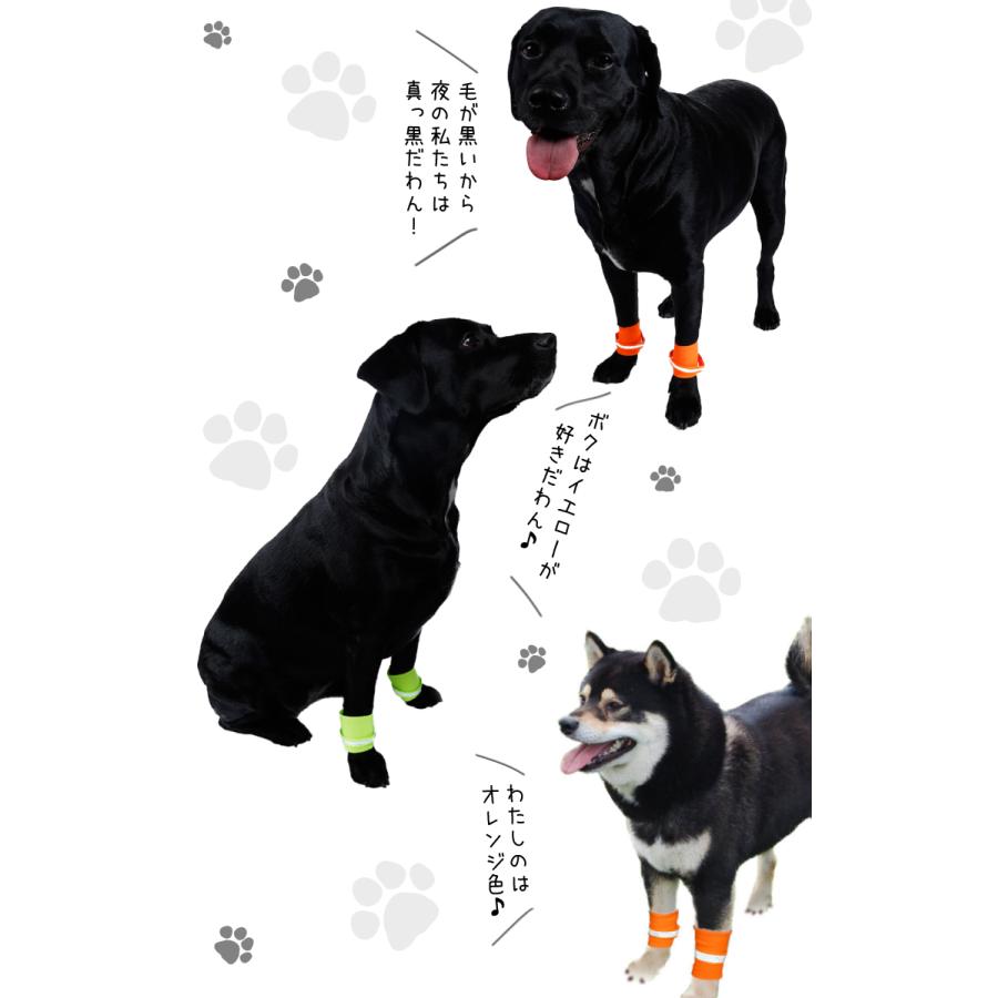 犬用 反射材付き リストバンド 犬用品 お散歩用 蛍光カラー 前足 ゴム