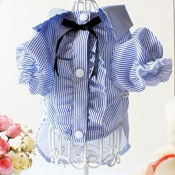 正規通販 犬服 フリル ブラウス ストライプ ドレスシャツ 小型犬 春 夏セール ペット 洋服 チワワ トイプードルなど 趣派 Inova Auto Com