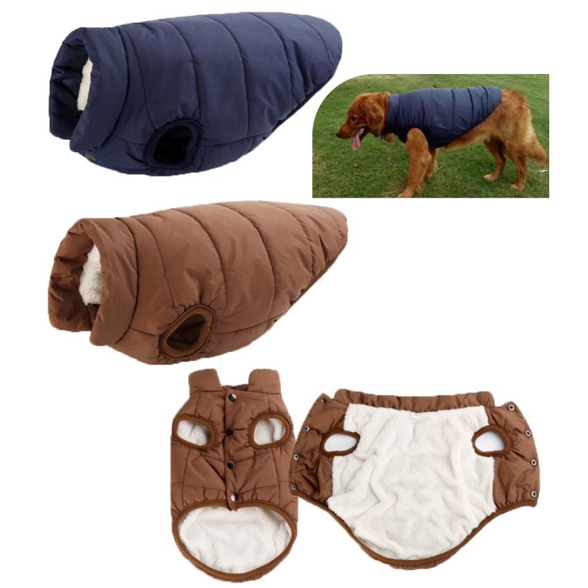 犬服 冬 名前入れ 無地 ベスト 丈短め 中型犬用 大型犬用 （秋 暖かい