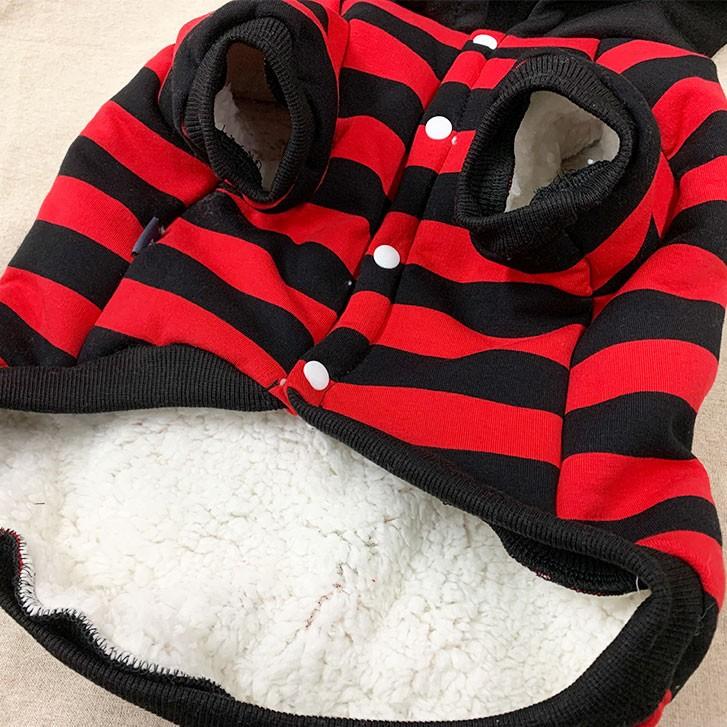 売り切り 犬 犬服 冬服 （ シープボア パーカー ボーダー 小型犬用 