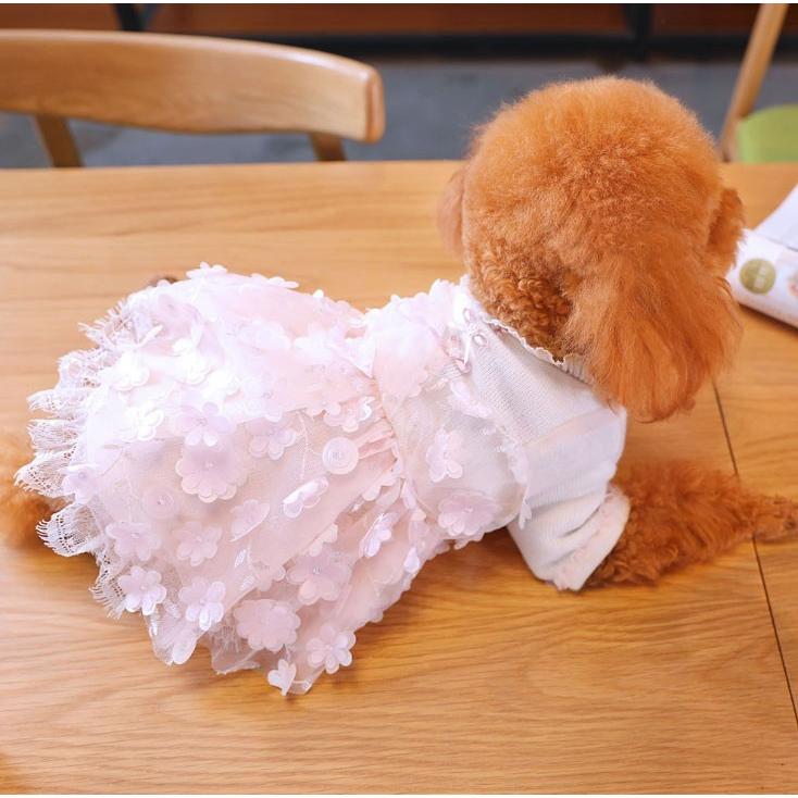 犬服 ホワイトニット 花柄ドレス ワンピース ピンク かわいい フリル フリフリ 小型犬 春 夏 女の子 お花 レース 結婚式 パーティー フォーマルセール Idwt Ch141 犬屋 Yahoo 店 通販 Yahoo ショッピング