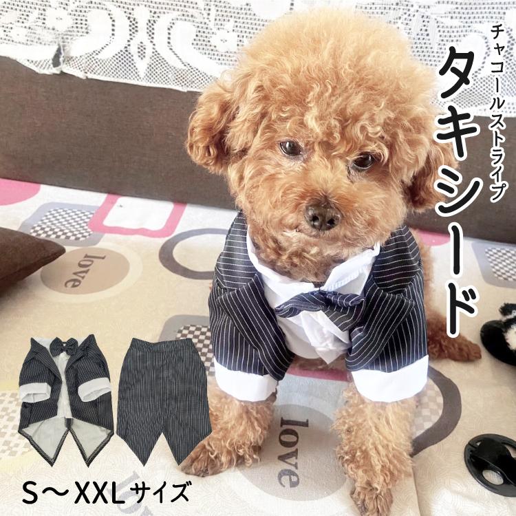 犬服 タキシード（ チャコールストライプ ） 小型犬 中型犬 フォーマル