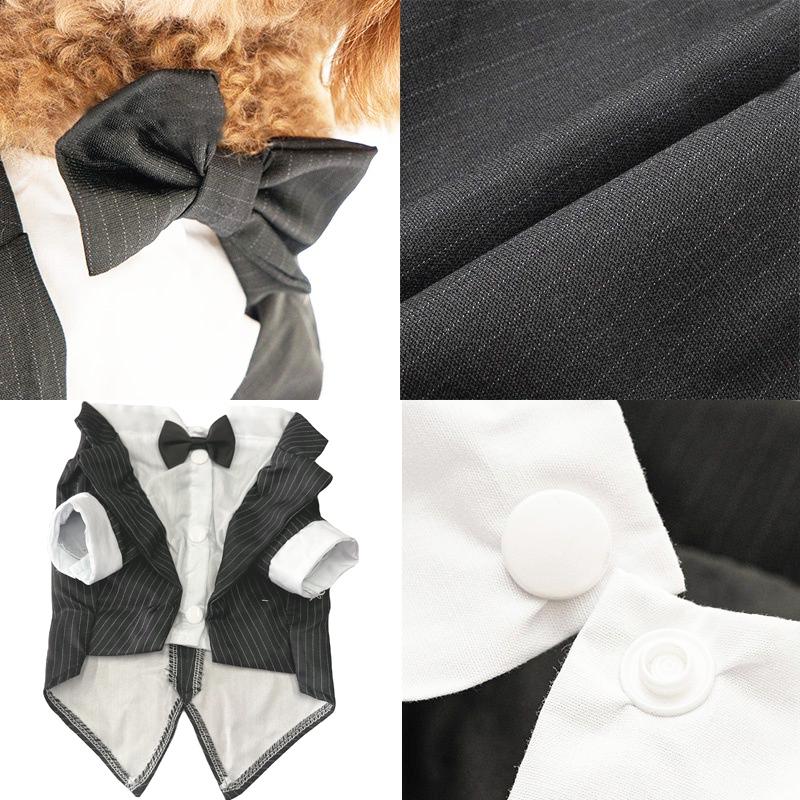 犬服 タキシード（ チャコールストライプ ） 小型犬 中型犬 フォーマル