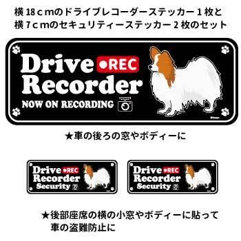 ステッカー （英語)  ドラレコ シルエット セット 大1枚小2枚 ）パピヨン（赤） 超小型犬 犬 ドライブレコーダー シール 犬屋 いぬや｜inuya｜02