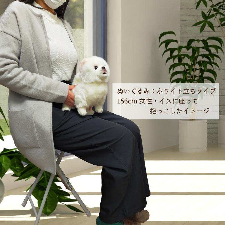 ポメラニアン伏せポーズ(日本製)ぬいぐるみ ポメラニアン サマーカット ぬいぐるみ クリーム 白 伏せ 立ち 犬