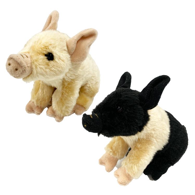 犬 ミニブタ ぬいぐるみ 黒 ベージュ 立ち おもちゃ ラッピング 雑貨