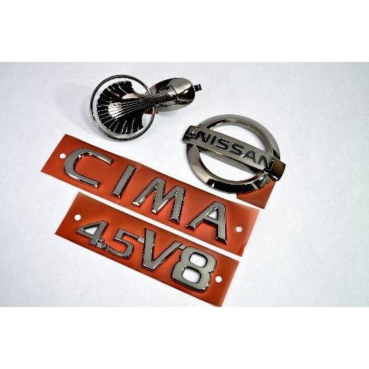 日産 カラー エンブレム 送料無料 Ｆ５０ シーマ ブラック４点 カー