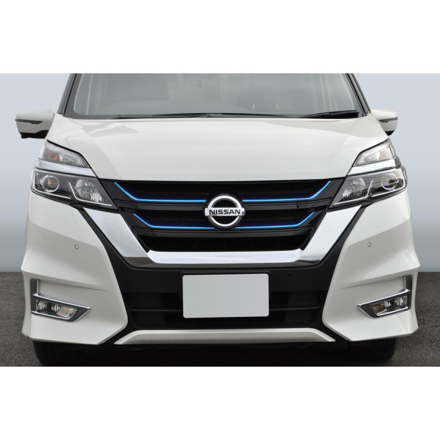 セレナC27 前期　フロントリップ& フォグランプライト　クロームメッキカバー 送料無料 C27 セレナハイウェイスター 前期用 フォグカバー