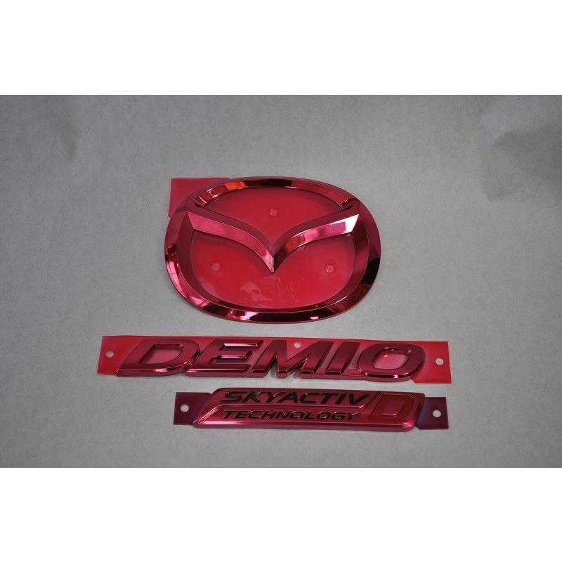 カラー エンブレム 送料無料 DJ5FS デミオ レッド 4点セット