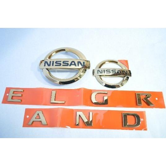 カラー　エンブレム　送料無料　Ｅ５１　エルグランド　ゴールド４点　カーパーツ　純正　メッキ