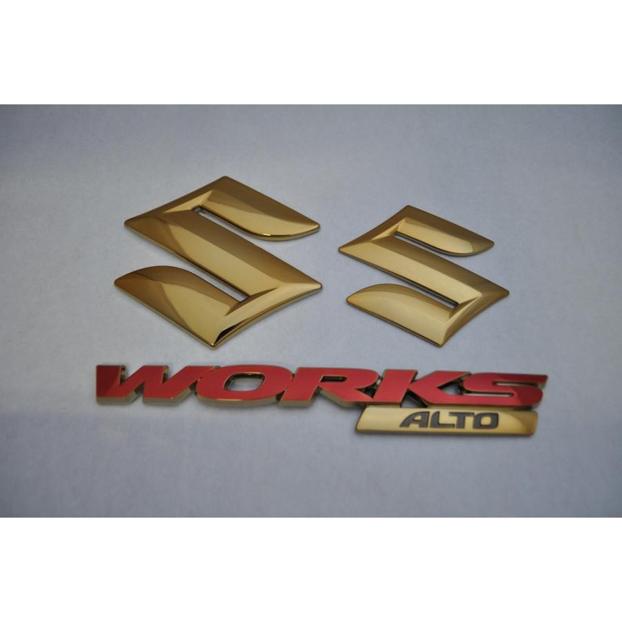 カラー　エンブレム　送料無料　ＨＡ３６Ｓ　アルトワークス　ゴールド　３点　カーパーツ　純正　メッキ_1
