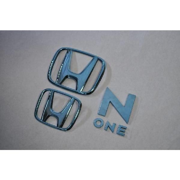 カラー　エンブレム　送料無料　ＪＧ１系　Ｎ−ＯＮＥ　ブルー　３点　カーパーツ　純正　メッキ