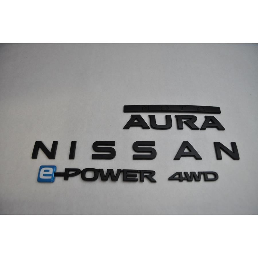 マットブラック/ピアノブラック　エンブレム　送料無料　ＳＮＥ１３　ノートオーラ　リア４点　セット　カーパーツ　純正　メッキ｜INVENTER