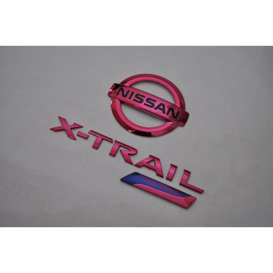 カラー エンブレム 送料無料 T32 エクストレイル レッド リア3点