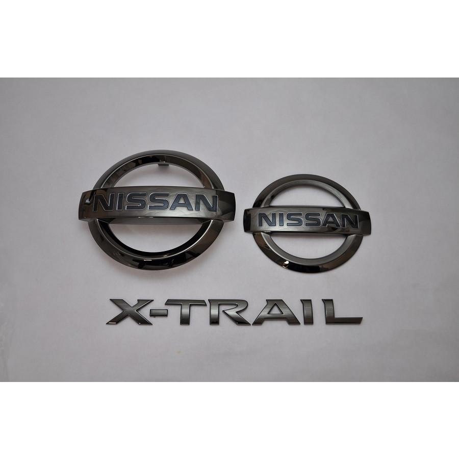 カラー エンブレム 送料無料 T32 エクストレイル ブラック 3点