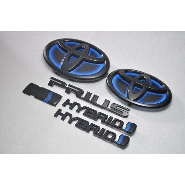 マットブラック/ピアノブラック　エンブレム　送料無料　ＺＶＷ３０系　プリウス　６点ＳＥＴ　カーパーツ　純正　メッキ