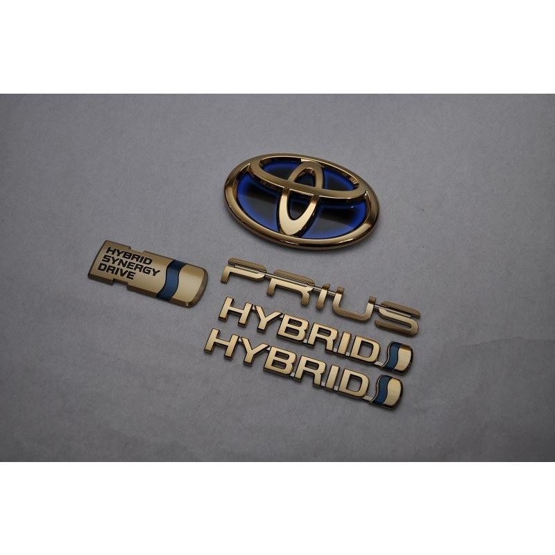 カラー　エンブレム　送料無料　ＺＶＷ５１系　プリウス　ゴールド　リア５点　カーパーツ　純正　メッキ